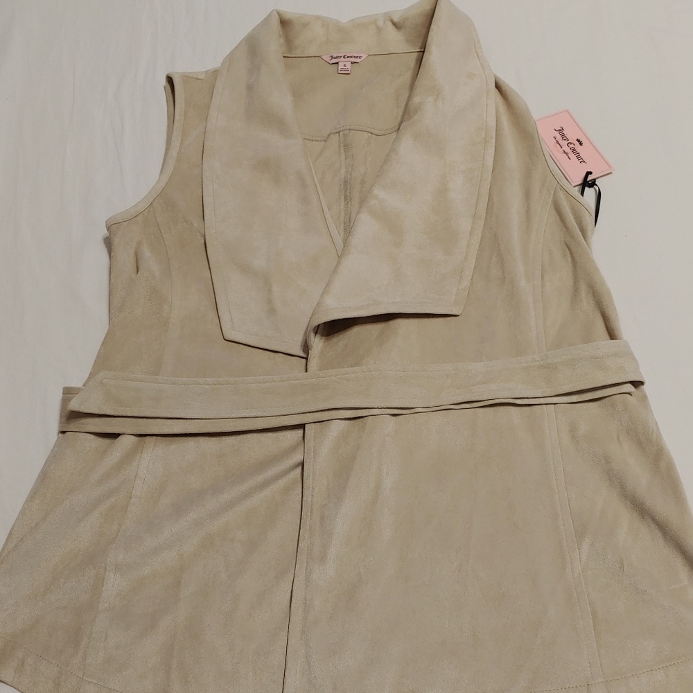 NWT Juicy Couture Belted Vest Faux Suede Size S